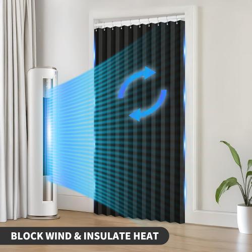 RINHARTEX Blackout Accordion Style Magnetic Door Curtain for Closet Pleated Folding Doorway Curtain Accordion Door Interior Room Divider Bedroom Bathroom Living Room(52 * 78,Black)