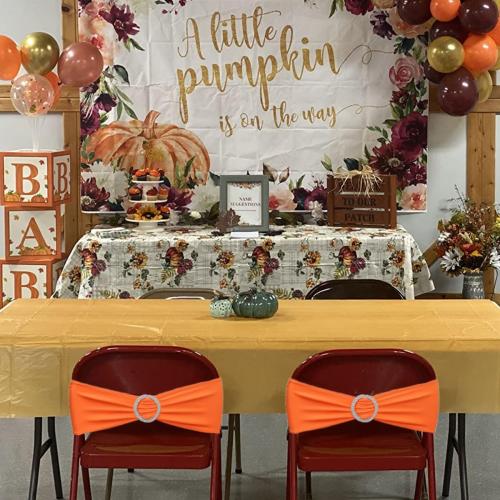 25PACk.....Albassa Chair Sashes Spandex Stretch Chair Bows with Buckle Slider for Wedding Party Decorations (Orange, 25PCS)