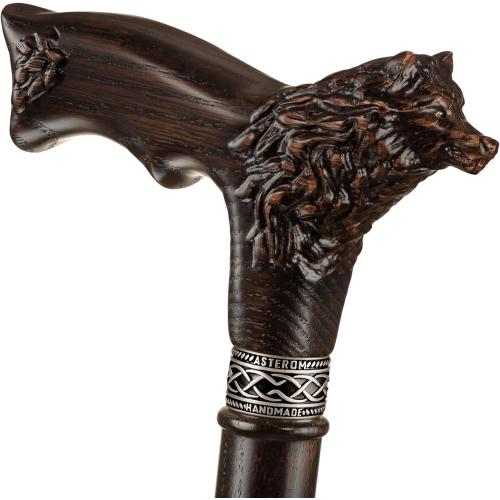 Asterom Walking Cane - Handmade Wolf Cane - Cool Walking Canes for Men and Women - Wooden, Carved, Unique - Walking Sticks for Men & Seniors