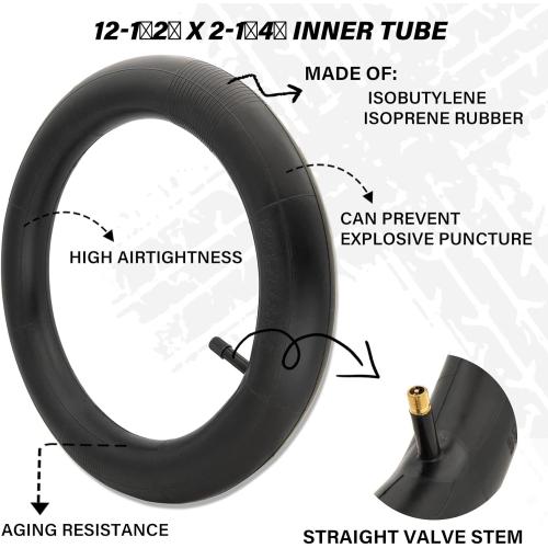 12 1/2 x2 1/4 Tire and Tube Set, 12.5 x 2.25 Bike Tire Compatible for Razor Pocket Mod Dirt Bike Currie Schwinn GT IZIP eZip MX125 Dirt Rocket, Replacement Kids Bike Tires 12.5 x 2.25