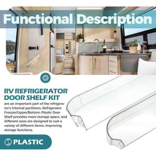 29325760166 RV Refrigerator Door Shelf Kit, for Dometic Refrigerator Freezer Upper Bottom Plastic Door Shelf,Transparent