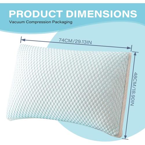 Cooling Pillow, 29x19 Inch Elastic Bed Pillows with Down Filling, Breathable Side Sleeper Pillow with Massage Particles, Washable Pillow for Stomach Sleeper, Light Blue, Bed Pillows (2)