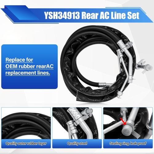 YSH34913 Rear AC Line Set Compatible With 2015-2020 Tahoe,Yukon,Escalade,High Pressure Auxiliary AC Hose Kit