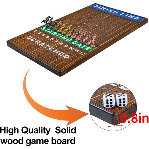 Size Large 21 inch Finish LINE Horse Racing Board Game is Equipped with 11 Luxury Metalcraft Horses Adult Chessboard Including 2 Dice and 2 Boxes of Cards (Flaming Color)