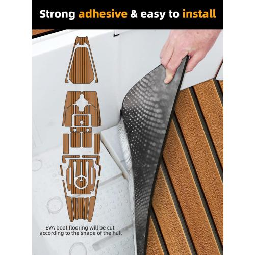 FOCEAN Boat Flooring EVA Foam Boat Decking Faux Teak Marine Flooring Marine Mat Sheet for Motorboat Jon Boats Bass Boat RV Kayak, 94.5x 47.2/35.4/23.6/15.7