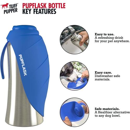 27oz Blue PupFlask Large Dog Water Bottle | 27 or 40 OZ Stainless Steel | Convenient Dog Drink Dispenser | Puppy Travel Water Bowl | Portable Pet Hydration Bottle | Leak Proof | Perfect Size for All Breeds