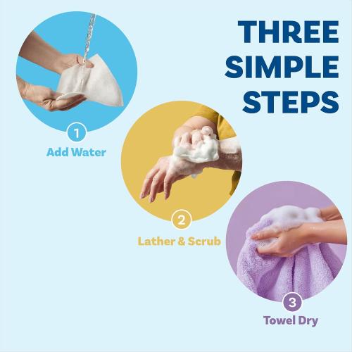 Scrubzz Disposable No Rinse Bathing Wipes - All-in-1 Single Use Shower Wipes, Simply Dampen, Lather, and Dry Without Shampoo or Rinsing (Lavender, 2-Pack)