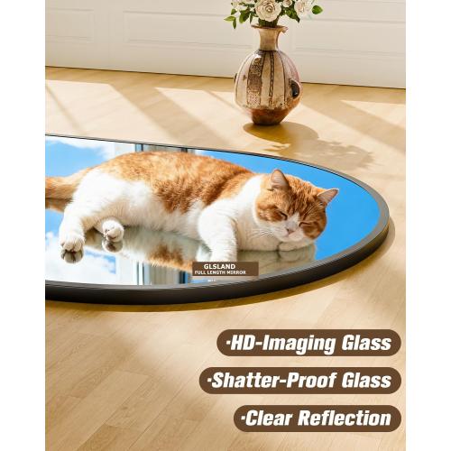 SUNQUEEN 58x19 Floor Mirror Full Length, Arched Full Length Mirror with Stand, Full Body Mirrors for Bedroom Living Room or Cloakroom Black