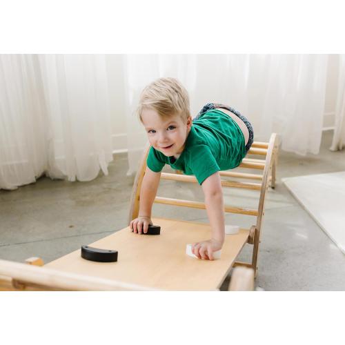 Beright 4 in 1 Pikler Triangle Gym, Montessori Foldable Climber with Ramp, Indoor Climbing Toys for Kids, Climbing Triangle for Toddlers Arch Climber, Rocker, Learning Waldorf Toy Structure, Natural