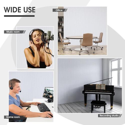 Coume 5 Pack Size 47x23.6x0.4 Art Acoustic Panels Sound Absorbing 47x23.6x0.4 Inch Large Self Adhesive Sound Dampening Decorations Noise Reduction Soundproof Wall Panels for Home Office Studio(White)