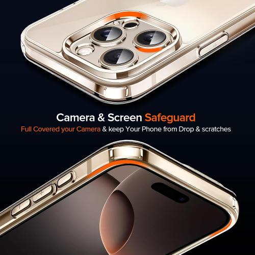 ivoler 3-in-1 Clear Case Designed for iPhone 16 Pro Max 6.9'' 2024 with 2 Pack Tempered Glass Screen Protector Full Camera Protection, Military Shockproof Protective Hard Back Slim Phone Cover- Clear
