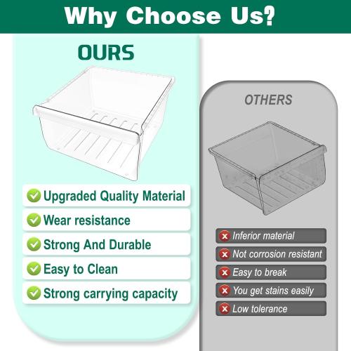 UPGRADED DA97-08693B Refrigerator Crisper Drawer Replacement Compatible with Samsung Fridge Crisper Drawer Parts RS25J500DSR RS25J500DSG DA97-08693A RS25H5000BC Upper Refrigerator Crisper Drawer Bin