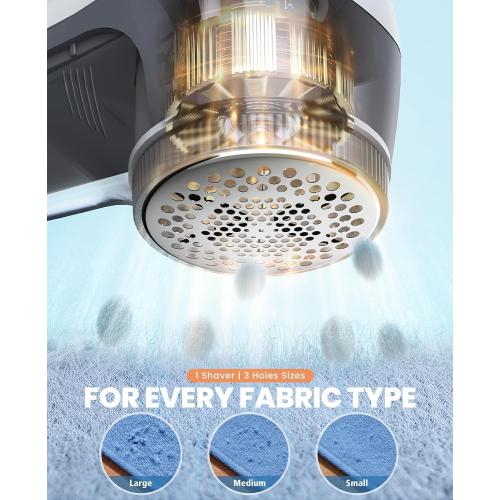 POPCHOSE Fabric Shaver, Lint Shaver for Clothing, Electric Lint Remover with 6-Leaf Blades, Sweater Defuzzer, Clothes Shaver for Couch, Furniture, Blanket, Remove Pilling, USB Rechargeable