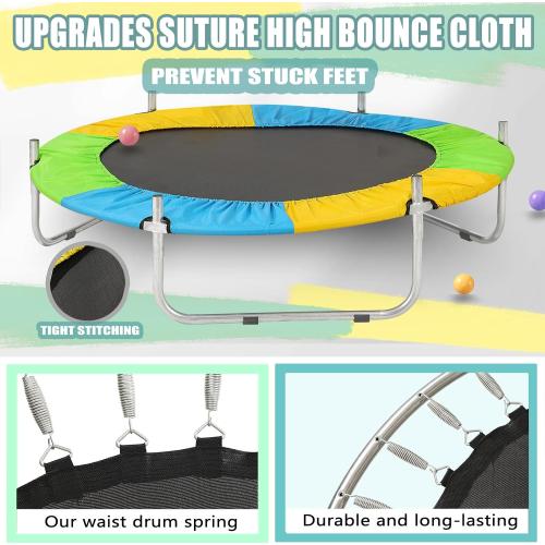Juoe 55 Trampoline for Kids with Enclosure,Up to 440 Ibs Toddler Mini Trampoline with Net and Basketball Hoop,Indoor/Outdoor Toddler Trampoline for Kids,Gifts for Boys & Girls