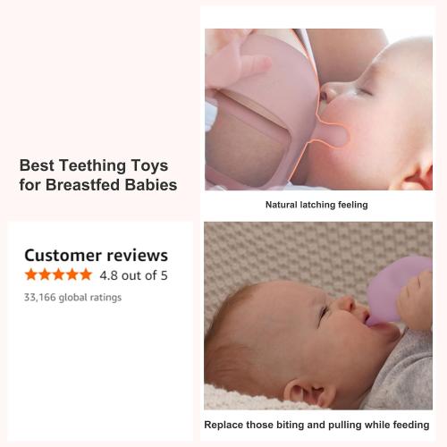 Smily Mia Penguin Teethers, Silicone TeethingToys for Babies 0-6Months, Baby Teethers for 3-6Months, Hand Teether for Infants, Teething/Teether Pacifiers for Infants, Light red ♥️