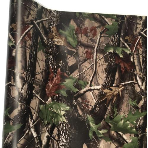 Queenbox Camo Vinyl Wraps, Woodland Maple Camouflage Self-Adhesive Car Sticker Decal Film Air Release Roll