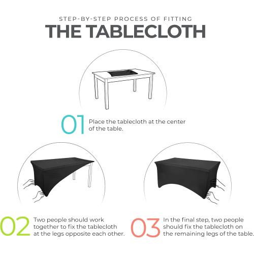 Utopia Kitchen Spandex Tablecloth 2 Pack [6FT, Black] Tight, Fitted, Washable and Wrinkle Resistant Stretch Rectangular Patio Table Cover for Event, Wedding, Banquet & Parties [72Lx30Wx30H Inch]