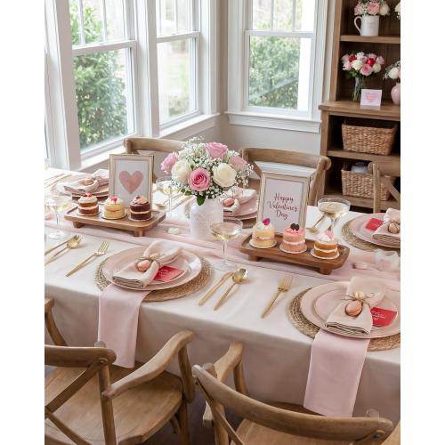 PULOTE 100PCS Pink Plastic Plates - Heavy Duty Pink and Gold Disposable for Party, Wedding, Valentines & Galentines Day, Include 50 Each (Dinner & Dessert) Plates