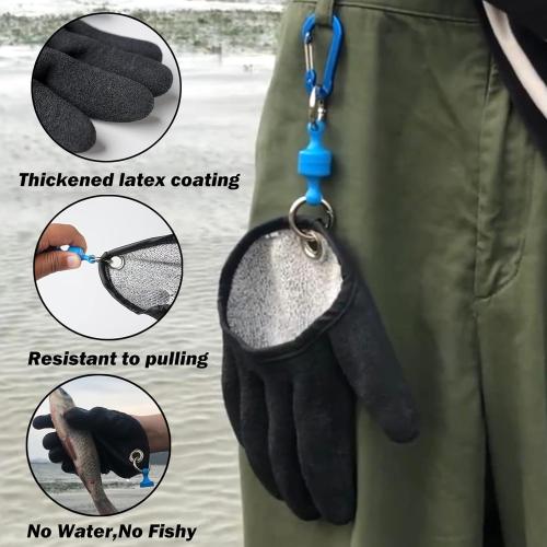 Professional Fishing Gloves,Catch Fish Gloves with Magnet Hooks, Anti-Slip Fishing Gloves Protects Hand (Black)