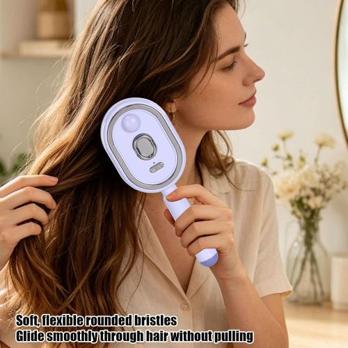 Electric Steam Brush with Water Spray Rechargeable Steams Hair Straightener USB-C Charging Anti-Static Red Light Hair Brush for Detangling Smoothing Styling & Frizz Control (Purple 3) (3 Purple)