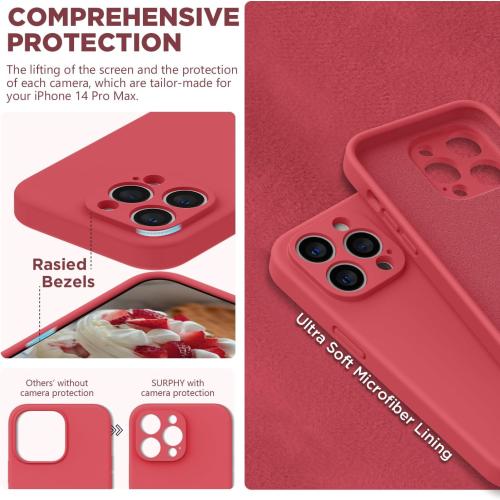 Gamma loo iPhone 13 Pro Max Case with Screen Protector, (with Camera Protection & Soft Microfiber Lining) Liquid Silicone Phone Case, Guava