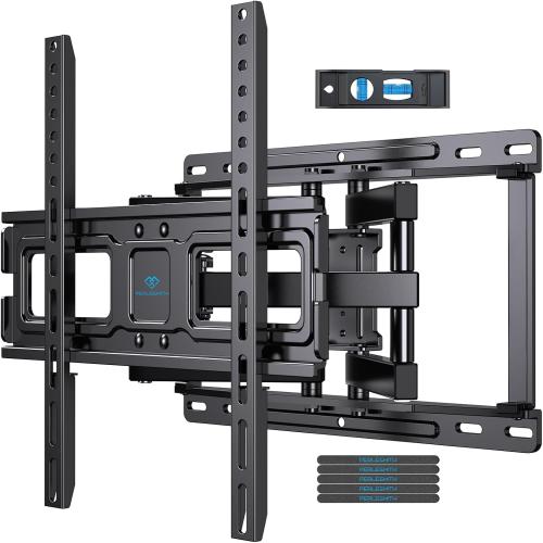 PERLESMITH TV Wall Mount Full Motion for 32-65 Inch Flat Curved Screen TVs, TV Mount with Swivels Tilts Extension Dual Articulating Bracket Arms Supports up to 99 lbs Max VESA 400x400, PSMFK9