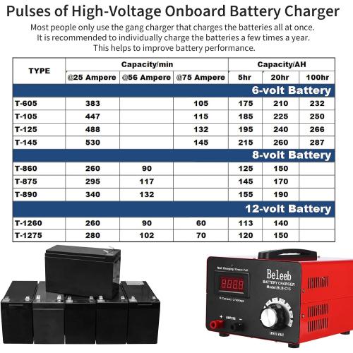 C15 Multiple Voltage Battery Charger 6V 8V 12V 24V Lead-Acid LiFePO4 Lithium Batteries, 15 A Automotive Car Battery Charger and Desulfator for Golf Cart Motorcycle Truck Lawn Mower