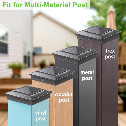 12 Pack Pyramid Aluminum Post Caps for 4x4 Wood Posts (Actual 3.5 x 3.5), Durable Powder-Coated Fence Post Caps for Deck, Patio, Fence, Weather-Resistant, Rust-Proof PC44
