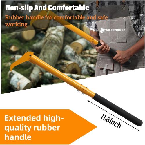Hookaroon,29 inch Heavy Duty Manganese Steel Pickaroon with Anti-Slip Handle for Lifting Rotating Dragging Stacking Logs Moving Wood Firewood Tool Forestry Tools