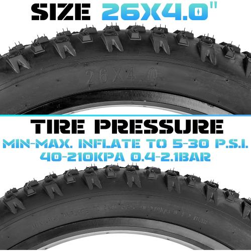 WEEROCK Inch Bike Fat Tires, 20/26 x 4.0in E Bike Snow Tire with/Without Inner Tubes, Off-Road Tread Heavy Duty Foldable Replacement for 20 Electric Bike, Fat MTB Tire Snow Bikes ‼️product comes with mild dust‼️