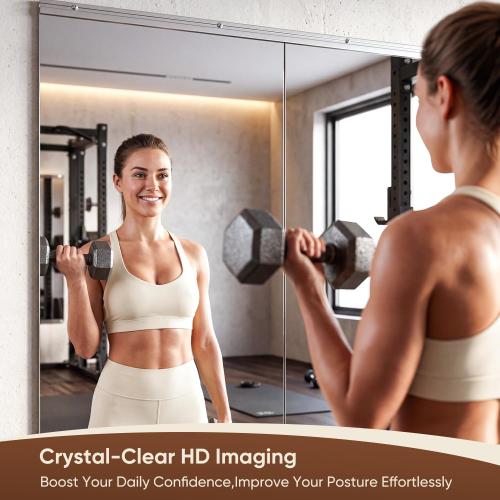 Antok Home Gym Mirror 48x24 2PCS, Large Full Length Wall Mounted Mirrors, Frameless Tempered Glass Full Body Mirror for Gym Yoga Dance Studio Garage Bedroom & Bathroom