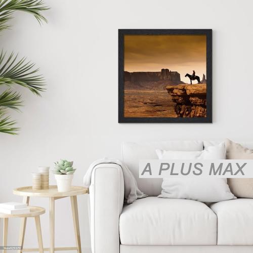 A PLUS MAX Square 24x24 Frame, Black Engineered Wood Picture Frame for 24 x 24 Picture Poster Photo, Light Weight 24 by 24 Frame with Wood-grain for Wall - 1 Pack/Black/24 x24