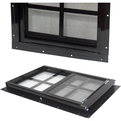 Yuzzy 24 x 36 Shed Windows with Tempered Glass and Fiberglass Screen, 2 Pack Small Sliding Windows for Shed, Chicken Coop, Playhouse, Household, Garage, Barns (Black) ( dents see the pictures)