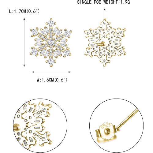 EVER FAITH 925 Sterling Silver Cubic Zirconia Winter Snowflake Flower Elegant Stud Earrings