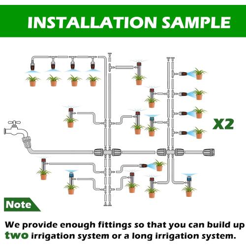 240FT Drip Irrigation System Kit, Automatic Garden Watering Misting System for Greenhouse, Yard, Lawn, Plant with 1/2 inch Hose 1/4 inch Distribution Tubing and Accessories