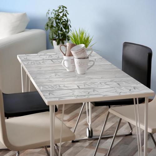 rabbitgoo Window Privacy Film Frosted Bamboo Pattern, Removable UV Blocking Stained Glass Decals Covering Decorative Window Cling for Home, 35.4 in X 6.5 Feet, Regular