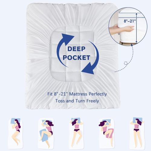 Milcabe Mattress Topper Queen College Dorm, Bed Topper Queen Cooling Mattress Pad Cover for College, Pillow Top Mattress Topper with Deep Pockets, Breathable Fluffy Fill Mattress Protector