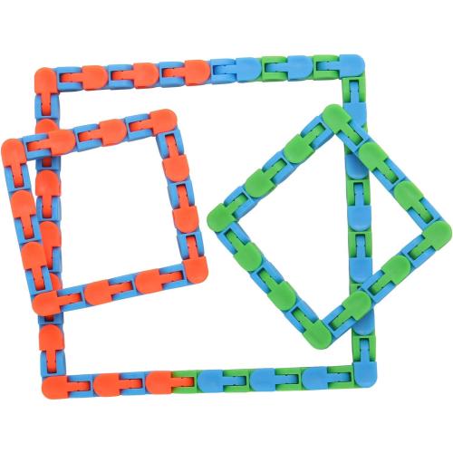 6 Pack 24 Links Wacky Tracks Snap and Click Fidget Toys, Finger Sensory Toys, Snake Puzzles for Stress Relief, Party Bag Fillers, Party Favours, Random Color