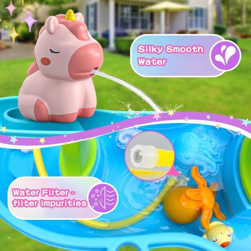 weirtoya Water Table Pump for Toddlers, Unicorn Toys Battery Powered Pump for Water Table Cordless Work Splash Toys Kids Toddler Summer Outddor Toys ‼️used‼️