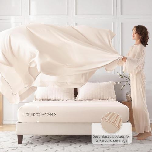 Beige Queen Size MUXHOMO 7 Pieces Queen Comforter Set, Seersucker Bed in a Bag Queen Size, All Season Luxury Bedding Set with Comforter, Flat Sheet, Fitted Sheet, Pillowcases & Shams, Beige