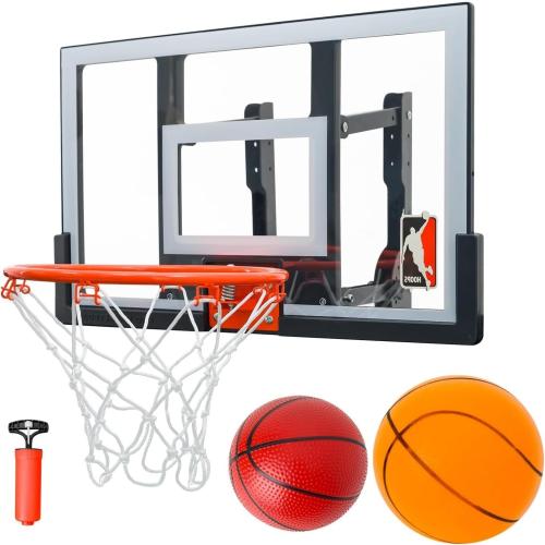Efficraft Mini Basketball Hoop Indoor 25 Inch, Adjustable-Height Wall Mounted Hoop, Silent Basketball Backboard&Rim, Indoor Wall Basketball Hoop Shatter-Proof, Mini Hoop 2 Ball