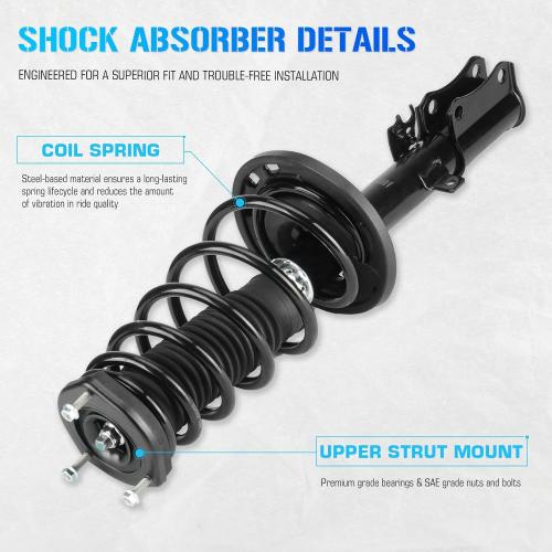 Rear Struts Shocks Suspensions w/Coil Springs for Toyota Camry 2.4L 3.5L (Exc. SE) 2007-2011 / Toyota Avalon 3.5L 2008-2011, Strut Shock Absorber Assembly (Fits 172310 172309) 2009 2010
