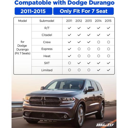 Custom Fit 4 Pcs Floor Mats for Dodge Durango 2011-2015 - All-Weather Rubber Mats & Liners, Heavy Duty Car Interior Protection for SUV, Weather-Resistant & Easy to Clean