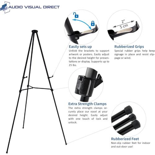 Lightweight Aluminum Telescoping Display Easel, 70 Inches, Black (4)