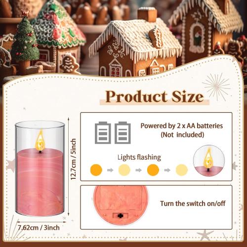 BBTO Christmas Flameless Advent Candles Set of 4, LED Advent Pillar Candles Battery Operated Purple Pink Acrylic Flameless Votive for Seasonal Celebration Rituals Festival Church Decor(3 x 5 Inches)