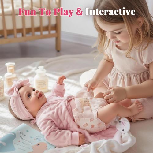 BABESIDE Reborn Baby Dolls Sunny - 17Inch Cute Soft Vinyl Realistic Baby Doll Poseable Smiling Real Life Baby Dolls with Complete Accessories for 3  Years Old Gifts