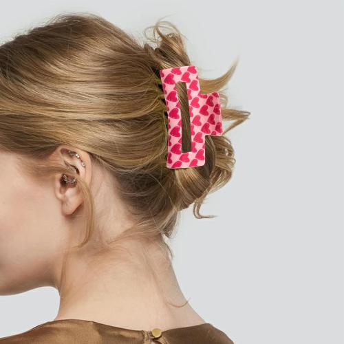 AEGYPIUS Red Claw Clip, 3.14 x 1.65 Inches Red Heart Valentines Hair Clips Hair Claw Heart Hair Clip Hearts Valentines Day Hair Clips Hair Accessories for Women