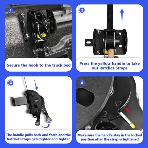 Retractable Ratchet Straps Compatible with 2022-2025 Ford Maverick, 2PCS Retractable Tie Down Straps, Auto Retract Securing Strap Tie Down System