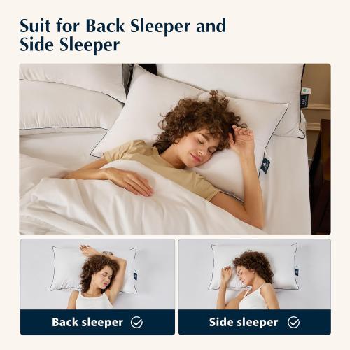 Pacific Coast Bed Pillows for Side and Back Sleepers, Feather and Down Hotel Pillows with 100% Cotton Shell, Medium Supportive, Downproof, King Size 2 Pack