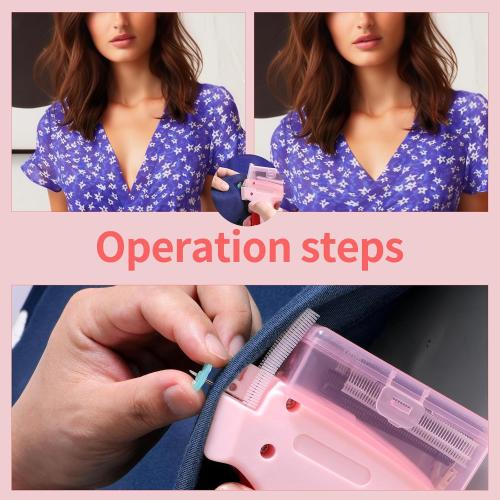 clothes stitch gun tagging gun for clothing for clothes，Single needle mini clothing embroidery sewing gun，the stitchy quick stitch sewing gun for clothes ，6-pin label gun and 2000 fasteners（Pink）